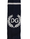 Dolce & Gabbana Men Navy Blue DG Logo Mid Calf Accessory Socks