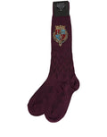 Dolce & Gabbana Burgundy Wool Crest Logo Knee High Accessory Socks
