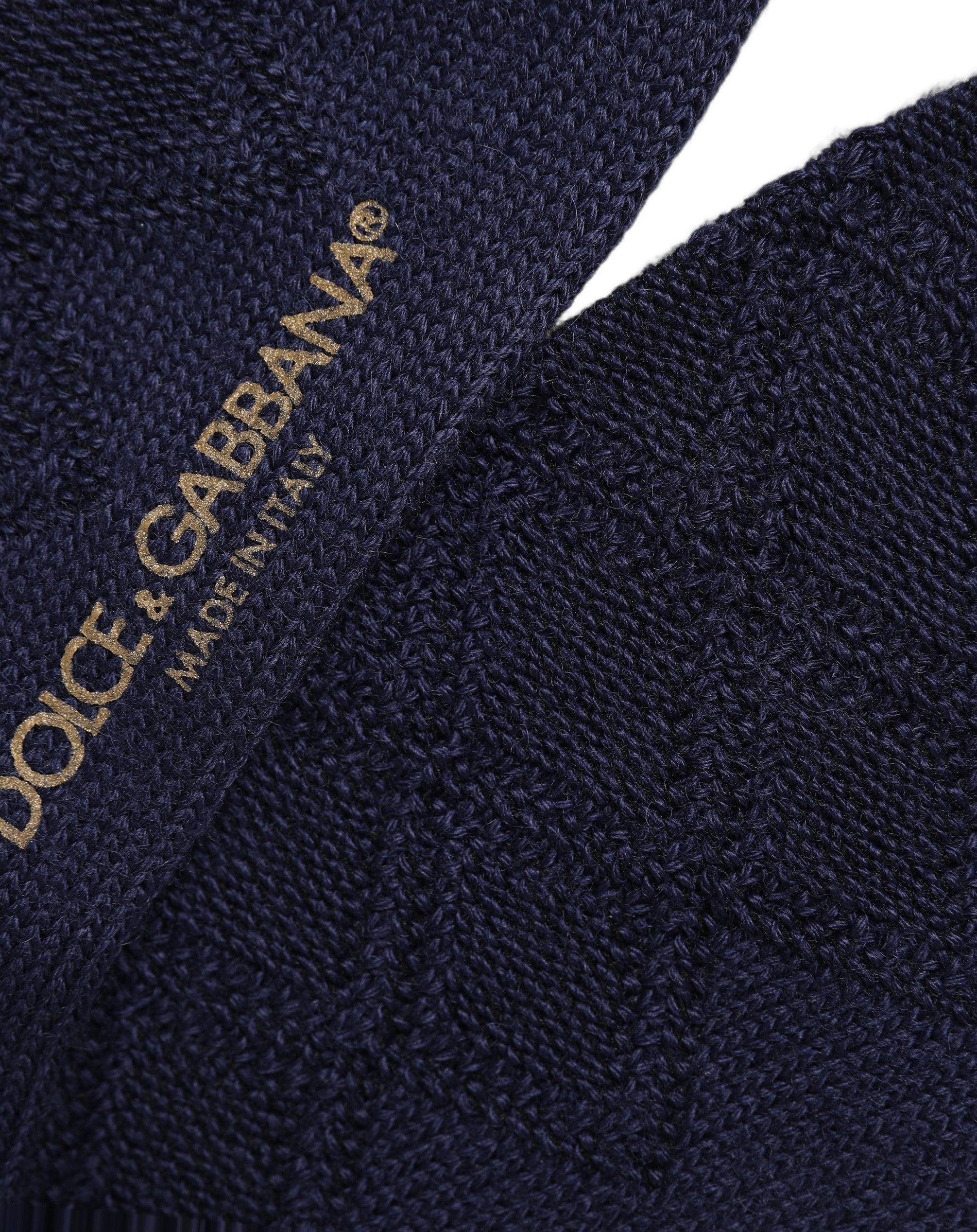 Dolce & Gabbana Navy Blue Wool Crest Logo Knee High Accessory Socks