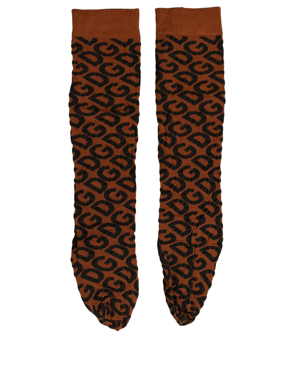 Dolce & Gabbana Brown Black Nylon DG Logo Mid Calf Accessory Socks
