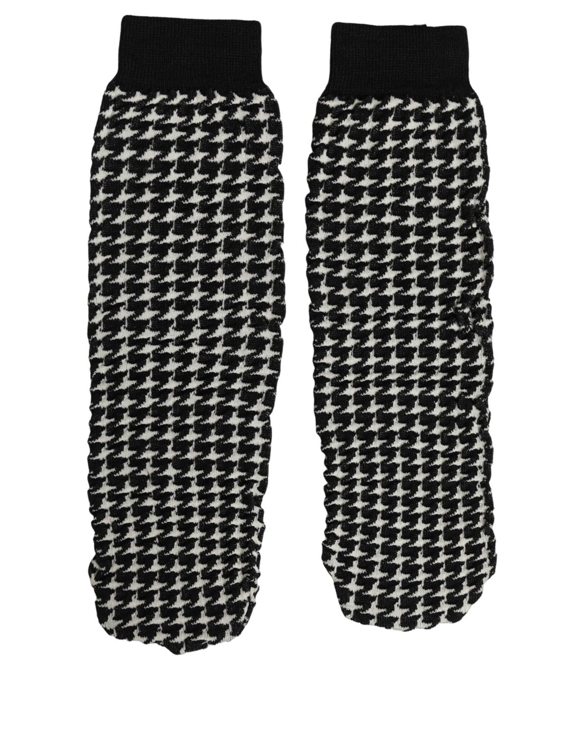Dolce & Gabbana Black White Houndstooth Ankle Length Socks
