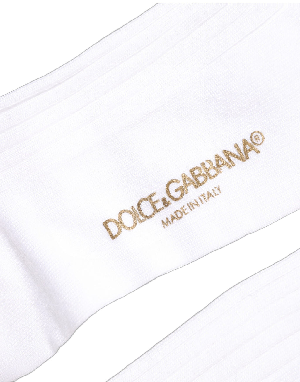 Dolce & Gabbana White Cotton Ribbed Logo Over The Calf Women Socks