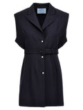 Prada Blue Virgin Wool Sleeveless Jacket