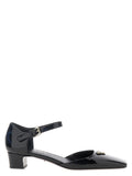 Prada Black Cowhide Mid Heel Pumps