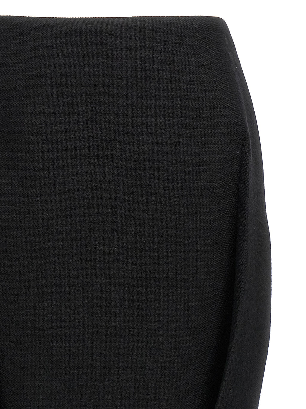 Prada Black Virgin Wool Midi Skirt