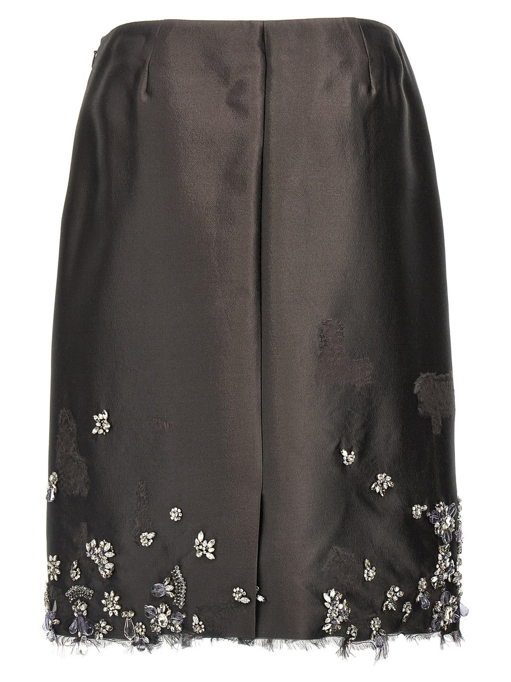 Prada Gray Silk Midi Skirt