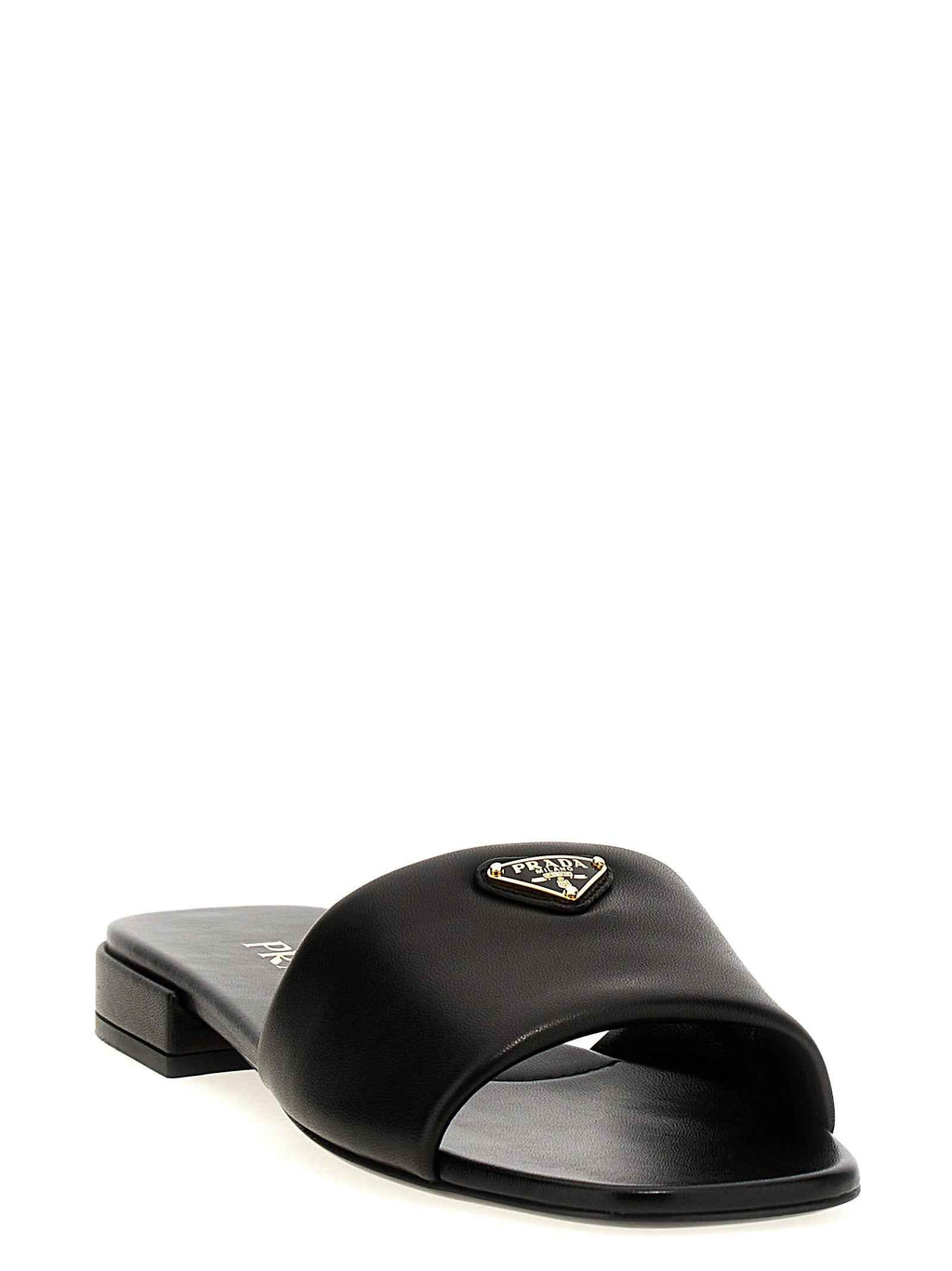 Prada Black Lamb Leather Slides