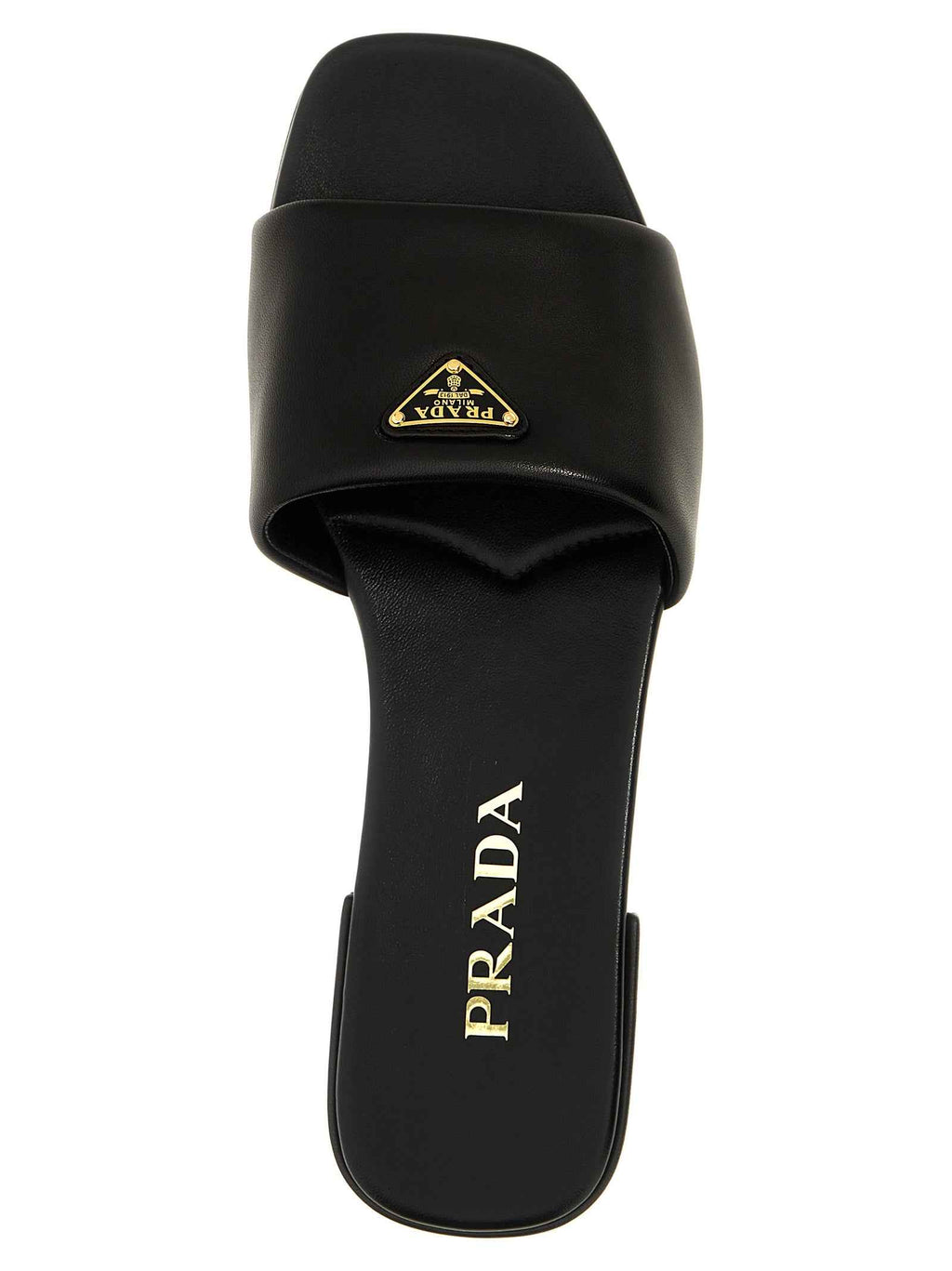 Prada Black Lamb Leather Slides