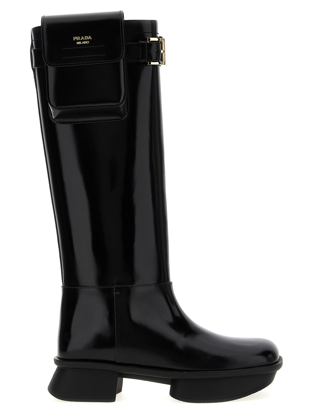Prada Black Calfskin Over The Knee