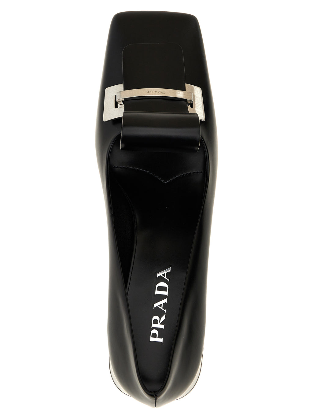 Prada Black Calfskin Mid Heel Pumps