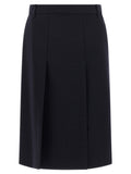 Prada Blue Virgin Wool Midi Skirt