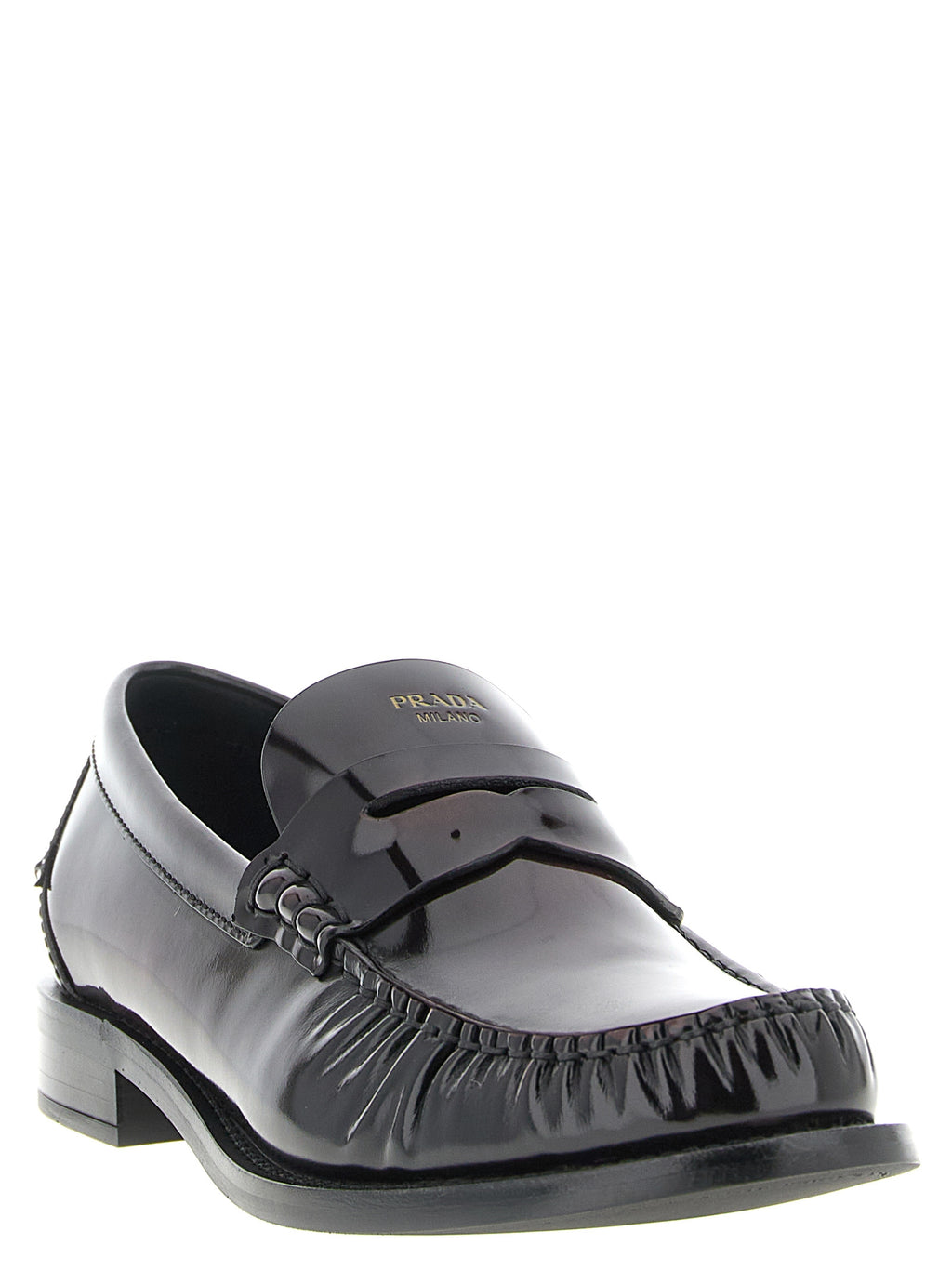 Prada Bordeaux Calfskin Slip-On Loafers
