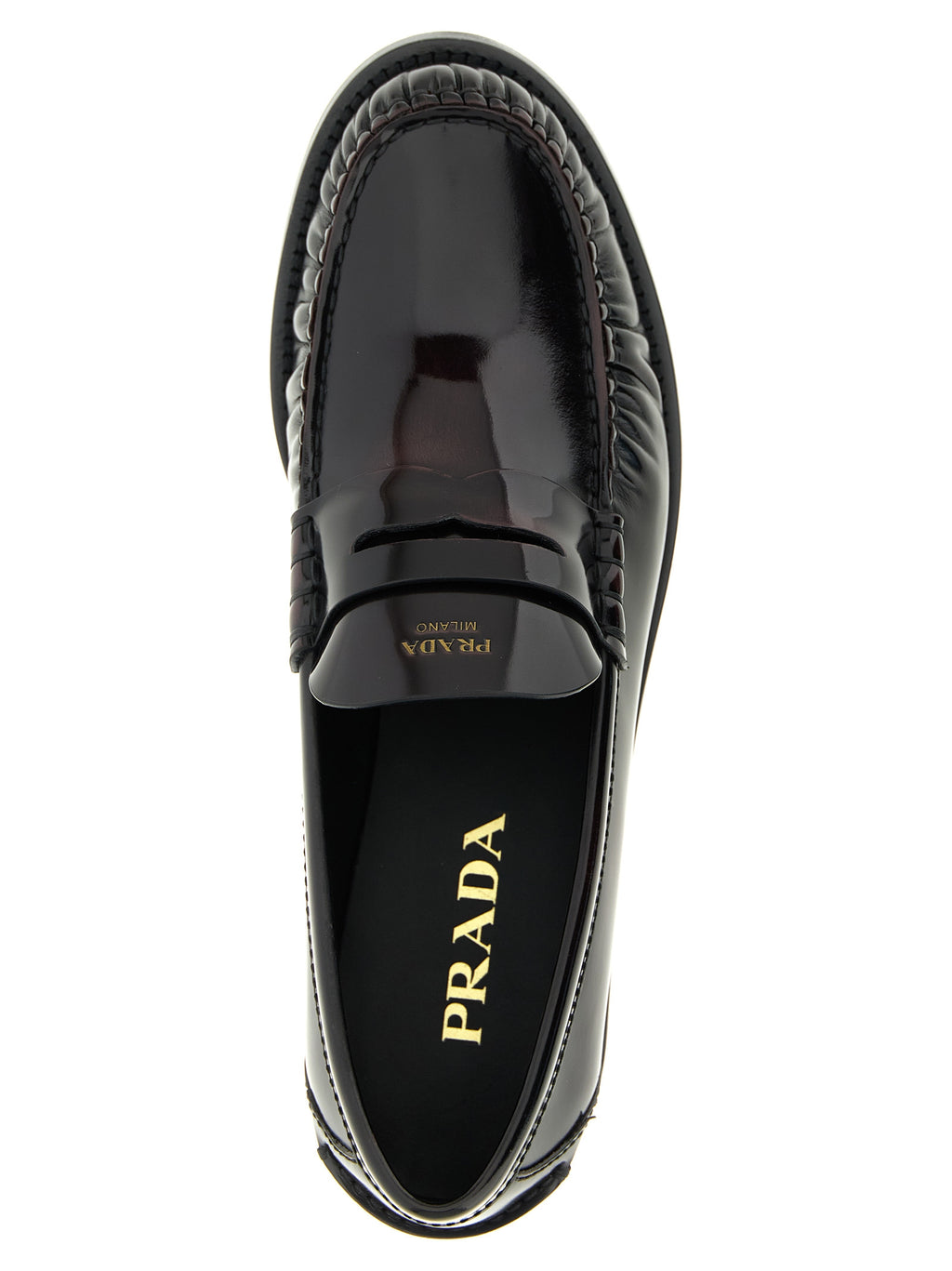 Prada Bordeaux Calfskin Slip-On Loafers