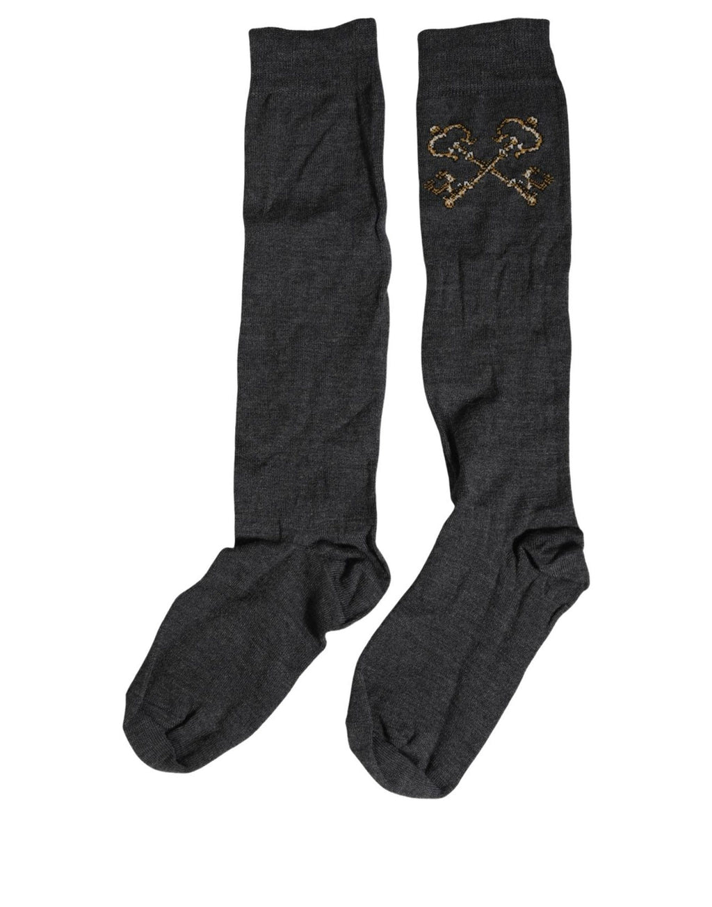 Dolce & Gabbana Dark Gray Wool Over The Calf Knee High Accessory Socks