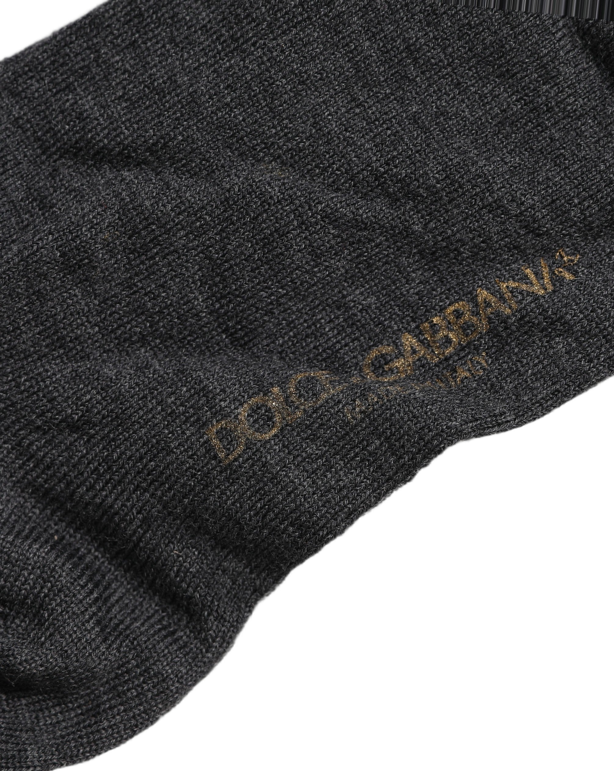 Dolce & Gabbana Dark Gray Wool Over The Calf Knee High Accessory Socks