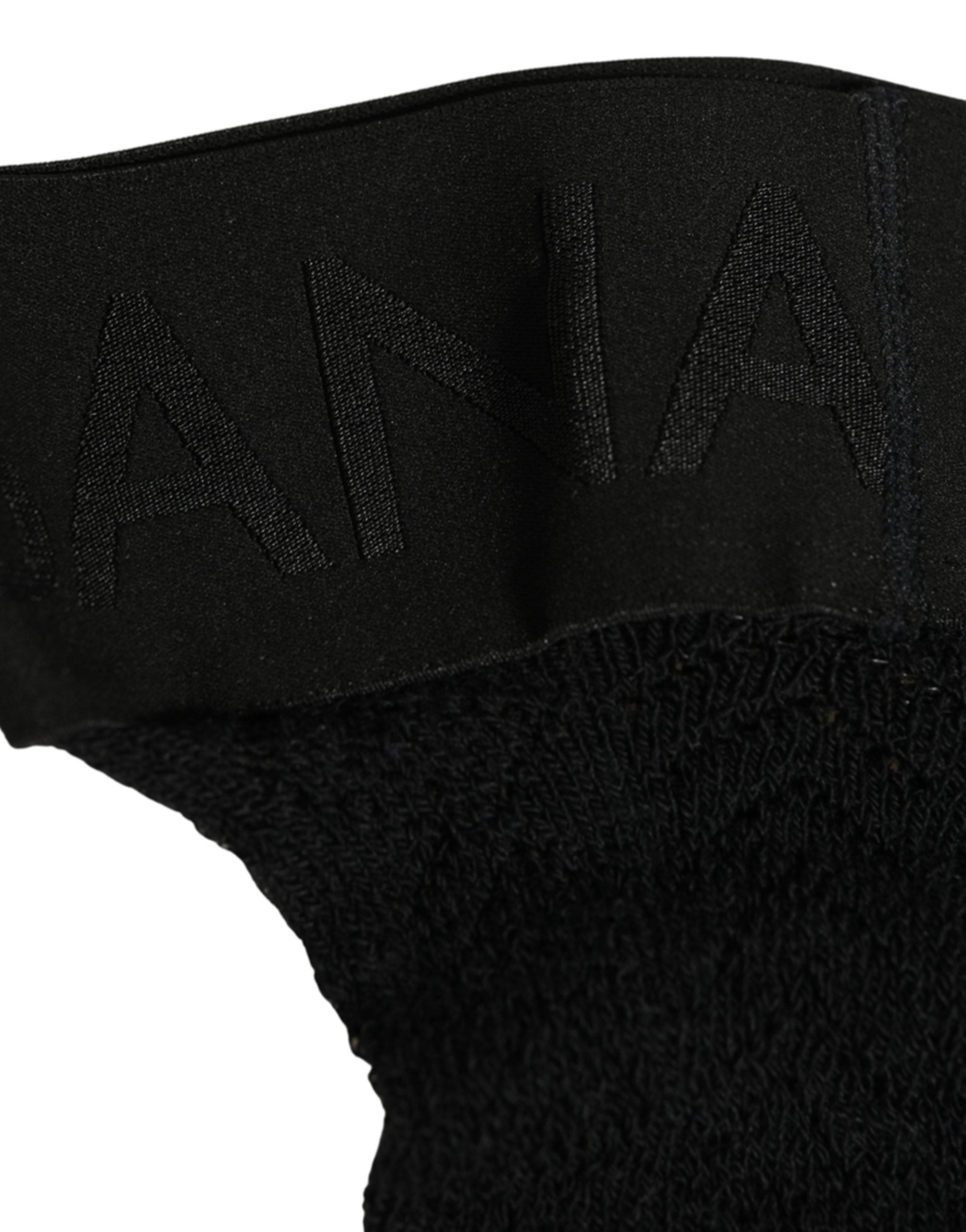 Dolce & Gabbana Black Wool Logo Calf Long Women Accessory Socks
