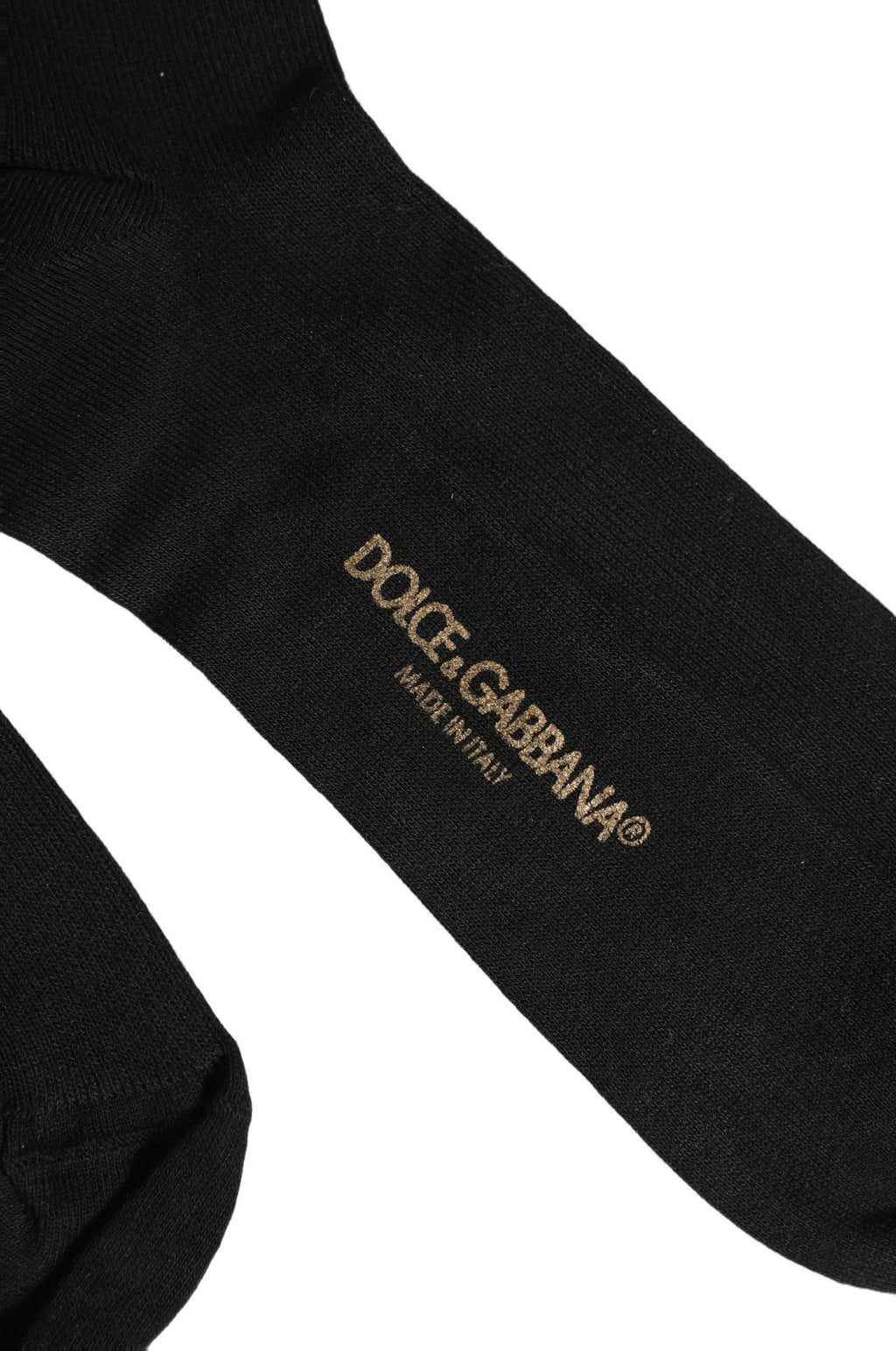 Dolce & Gabbana Black Cotton Ribbed Logo Over The Calf Women Socks
