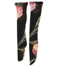 Dolce & Gabbana Black Pink Floral Tulip Nylon Stockings Socks