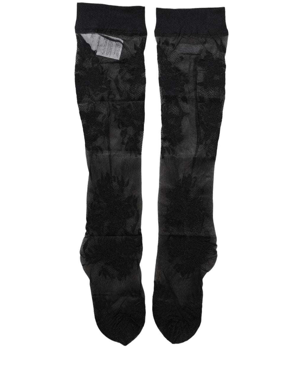 Dolce & Gabbana Black Floral Nylon Stretch Over The Calf Socks