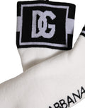 Dolce & Gabbana White Black Cotton Ankle Length DG Logo Socks