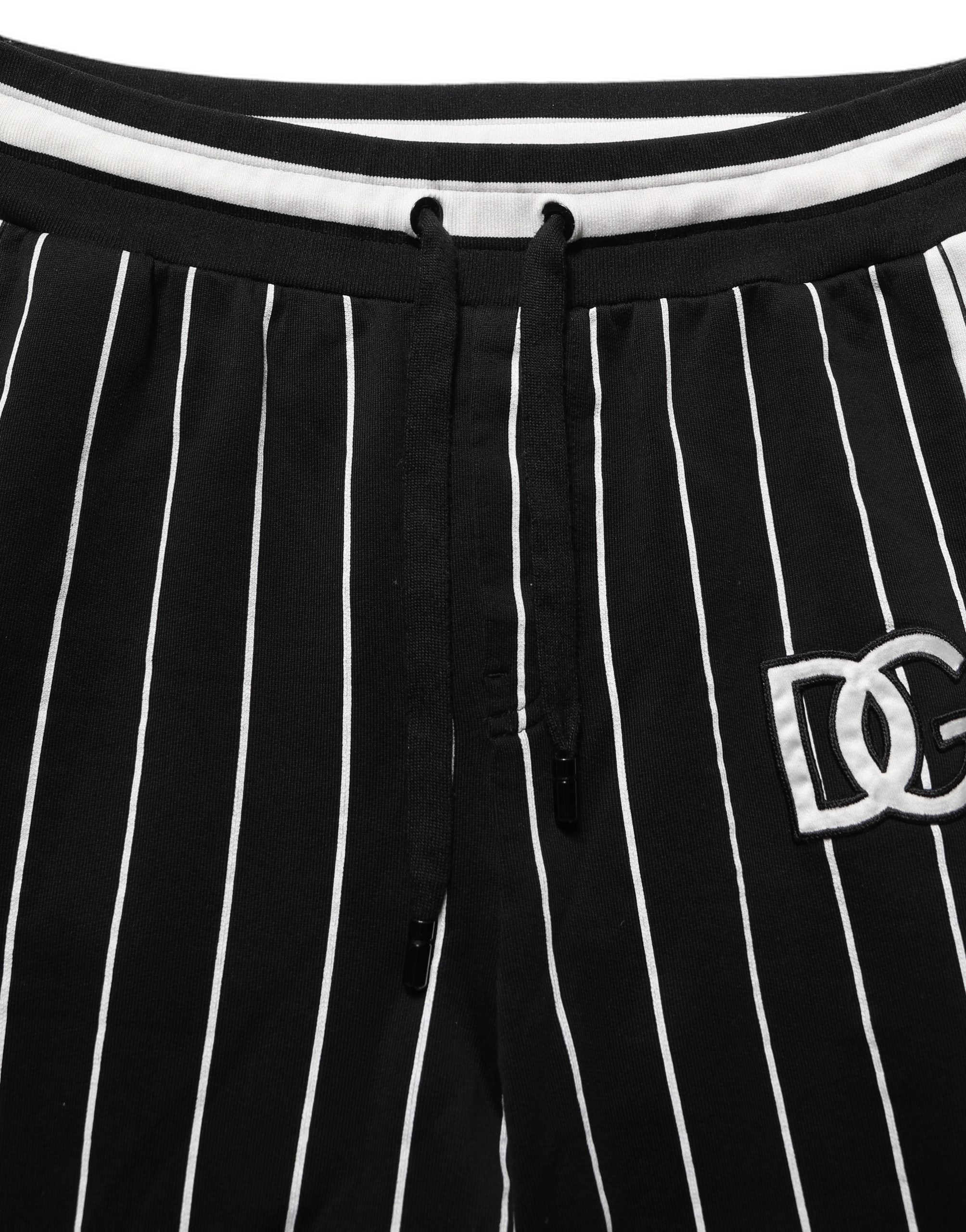 Dolce & Gabbana Black Striped DG Patch Men Sweatpants Pants