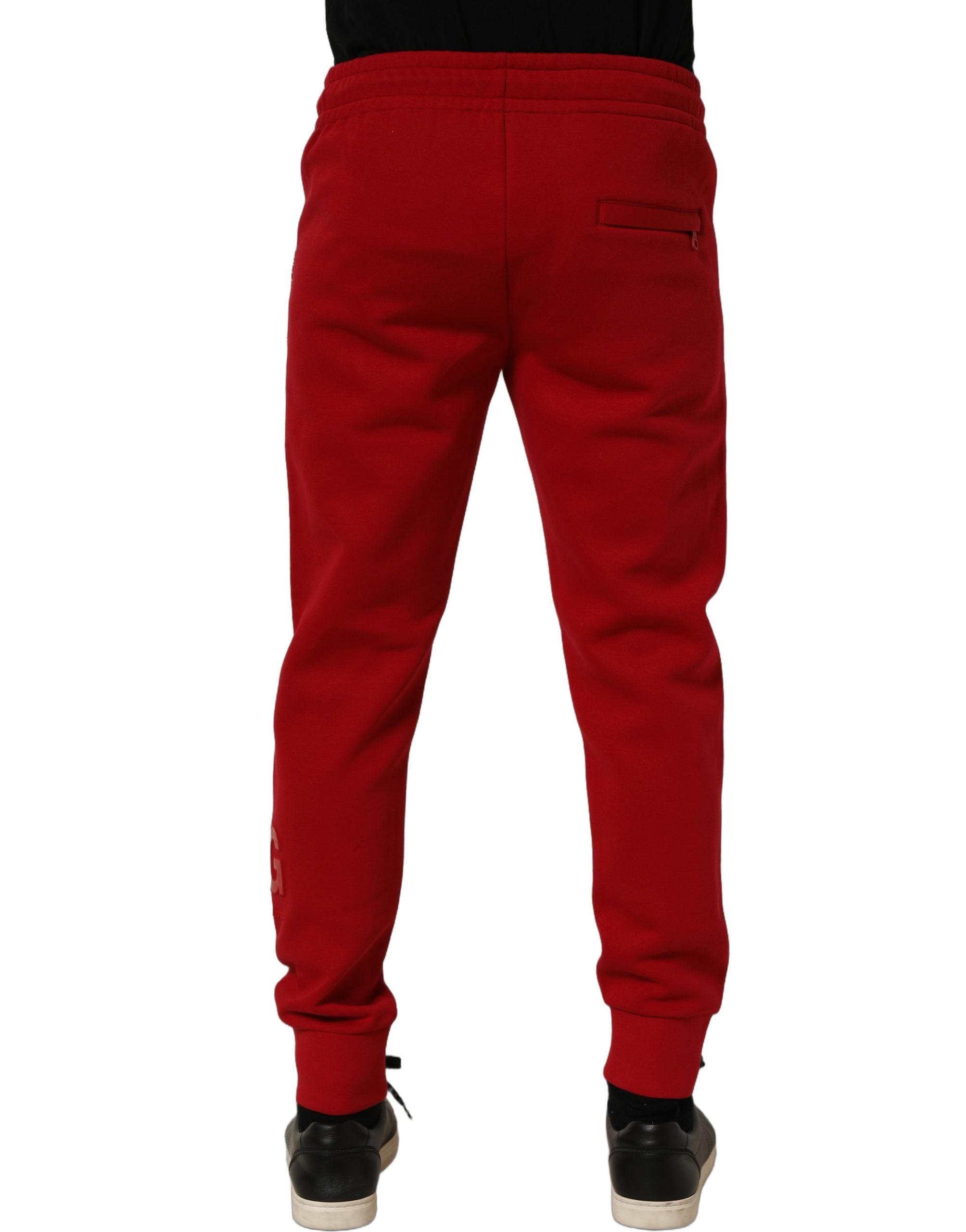 Dolce & Gabbana Red Cotton Drawstring Jogger Men Trouser Pants