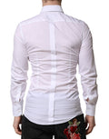 Dolce & Gabbana White GOLD Crown Bee Cotton Formal Dress Shirt
