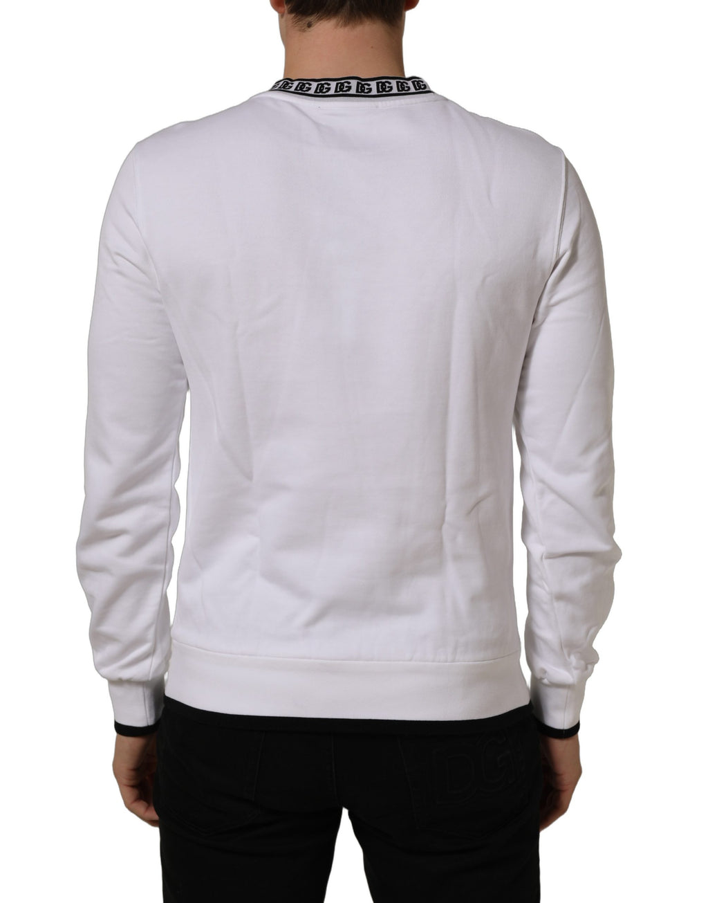 Dolce & Gabbana White Cotton Crew Neck Sweatshirt Sweater