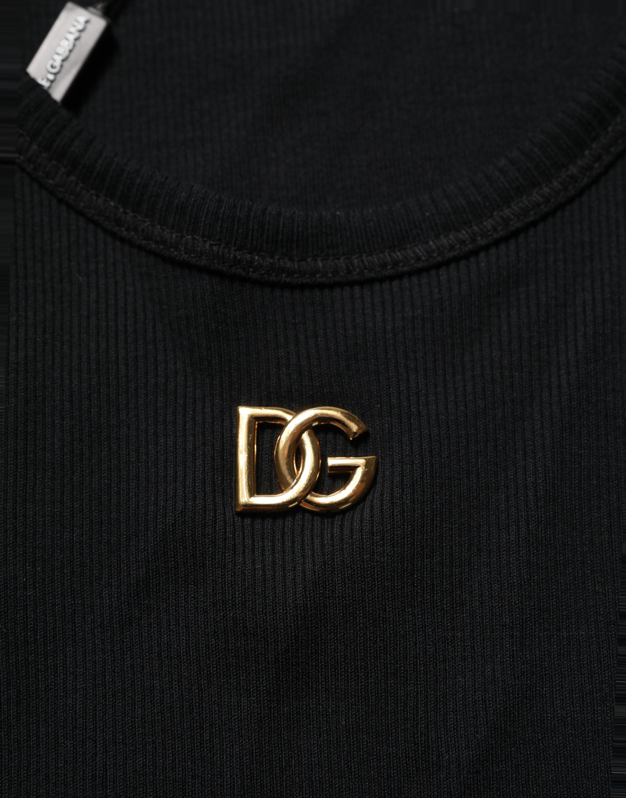 Dolce & Gabbana Black DG Logo Cotton Ribbed Tank Top T-shirt