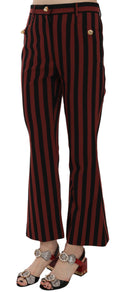 Pantalons cropped et évasés Dolce & Gabbana à rayures noires et Amaranth, style élégant et tendance.