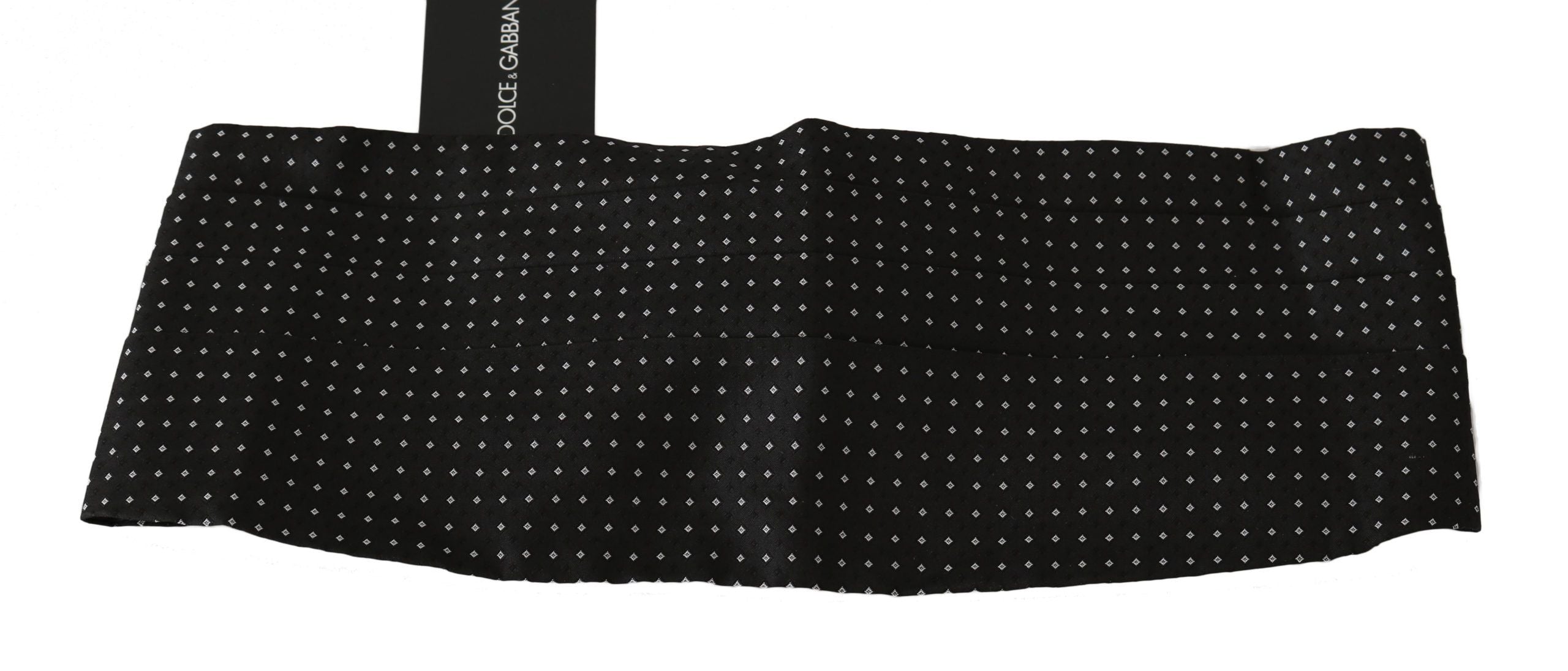 Dolce & Gabbana Dark Gray Dotted Waist Belt Silk Cummerbund