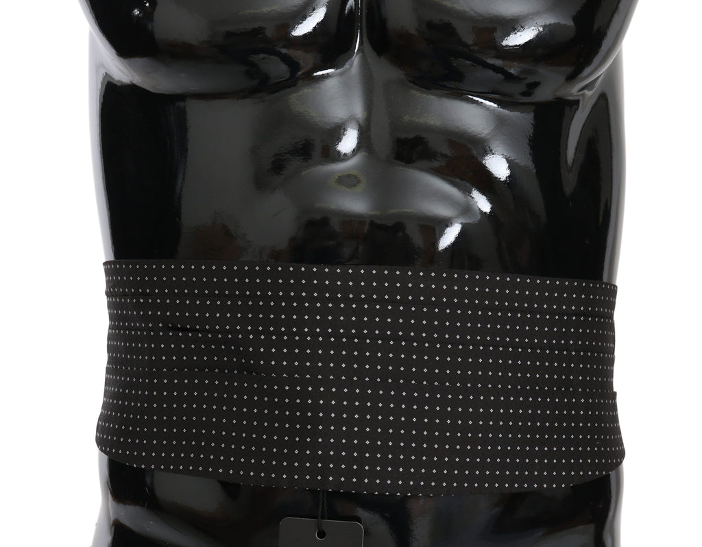 Dolce & Gabbana Dark Gray Dotted Waist Belt Silk Cummerbund