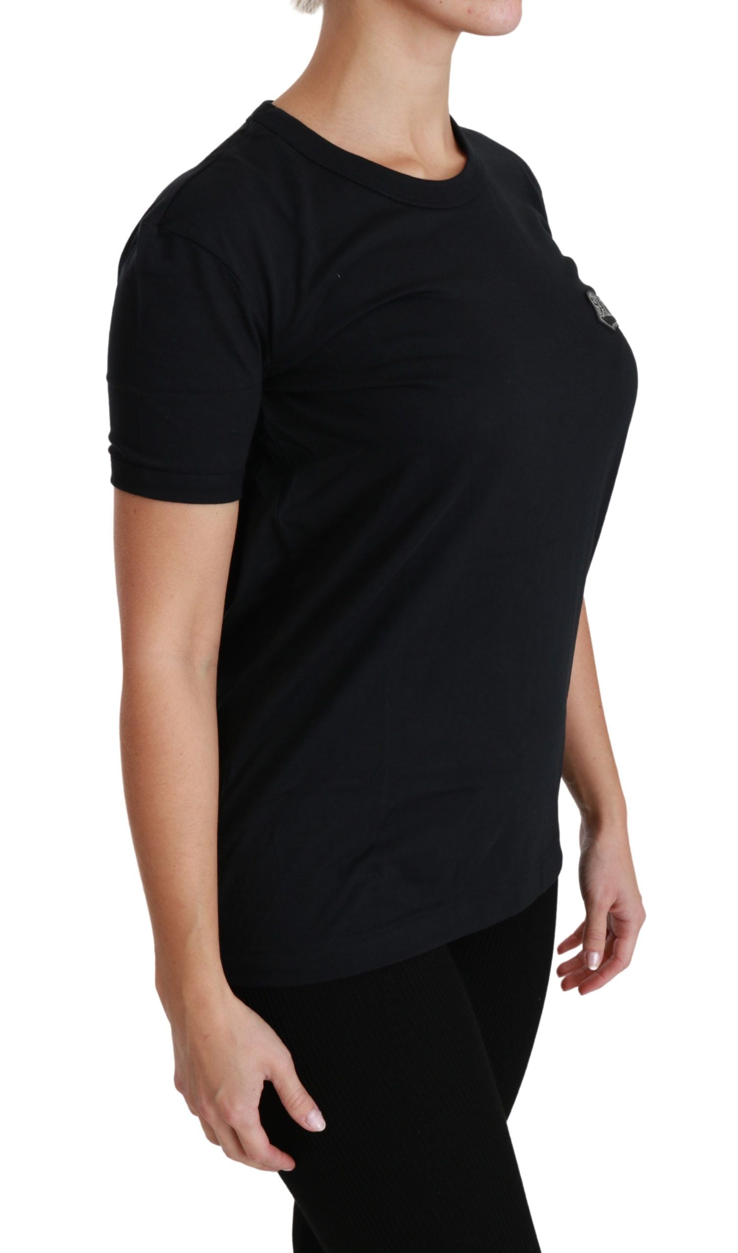 Dolce & Gabbana Blue Amore Patch Crewneck Baumwoll-T-Shirt