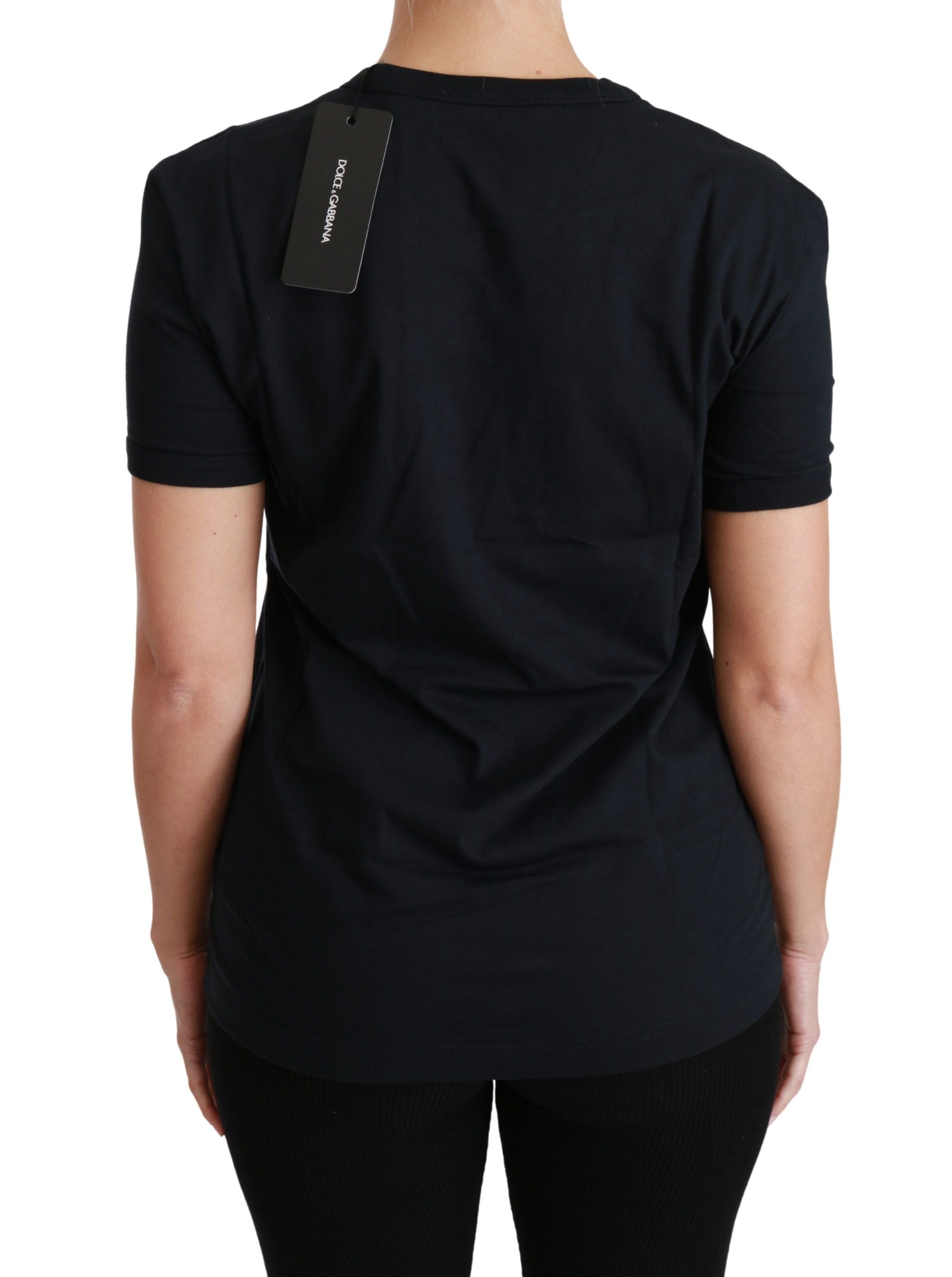 Dolce & Gabbana Blue Amore Patch Crewneck Baumwoll-T-Shirt