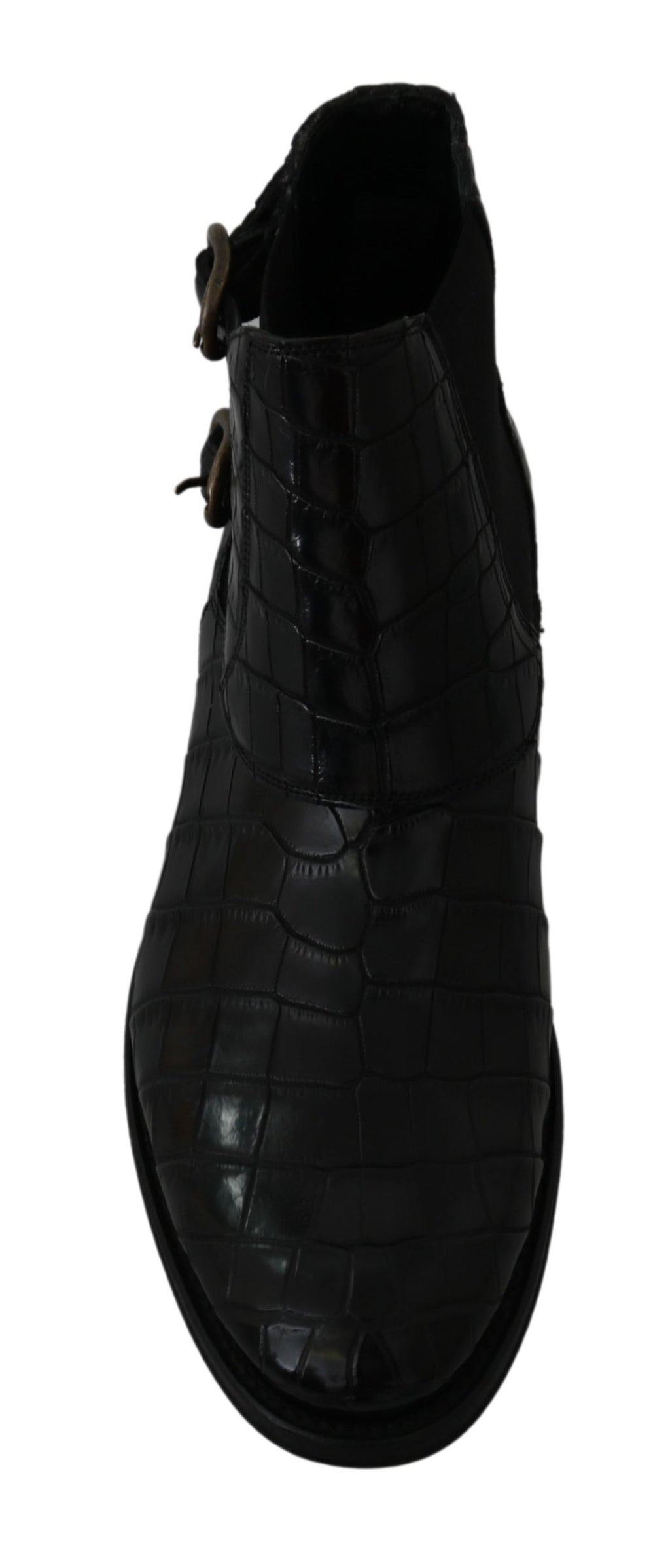 Dolce & Gabbana Schwarze Derby-Boots aus Krokodilleder