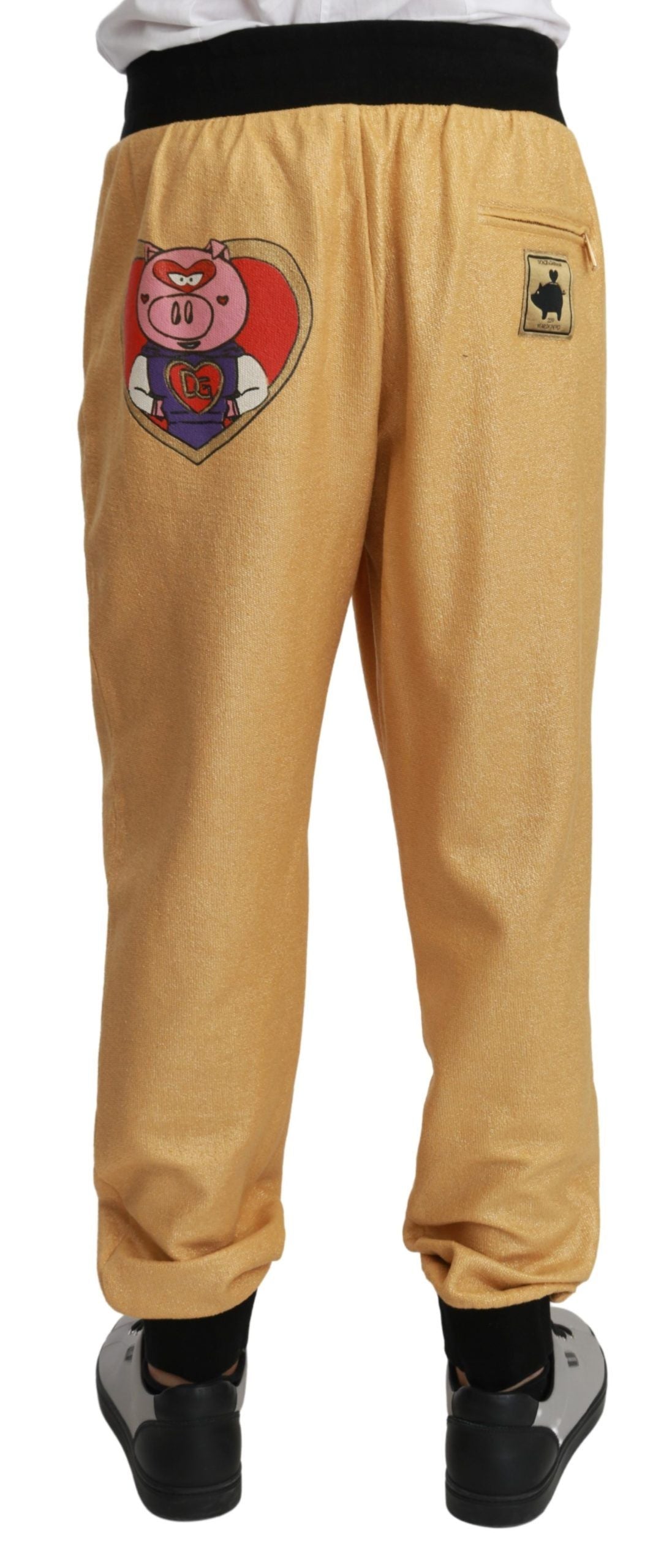 Dolce & Gabbana Goldene Baumwollhose für Herren – Jahr des Schweins