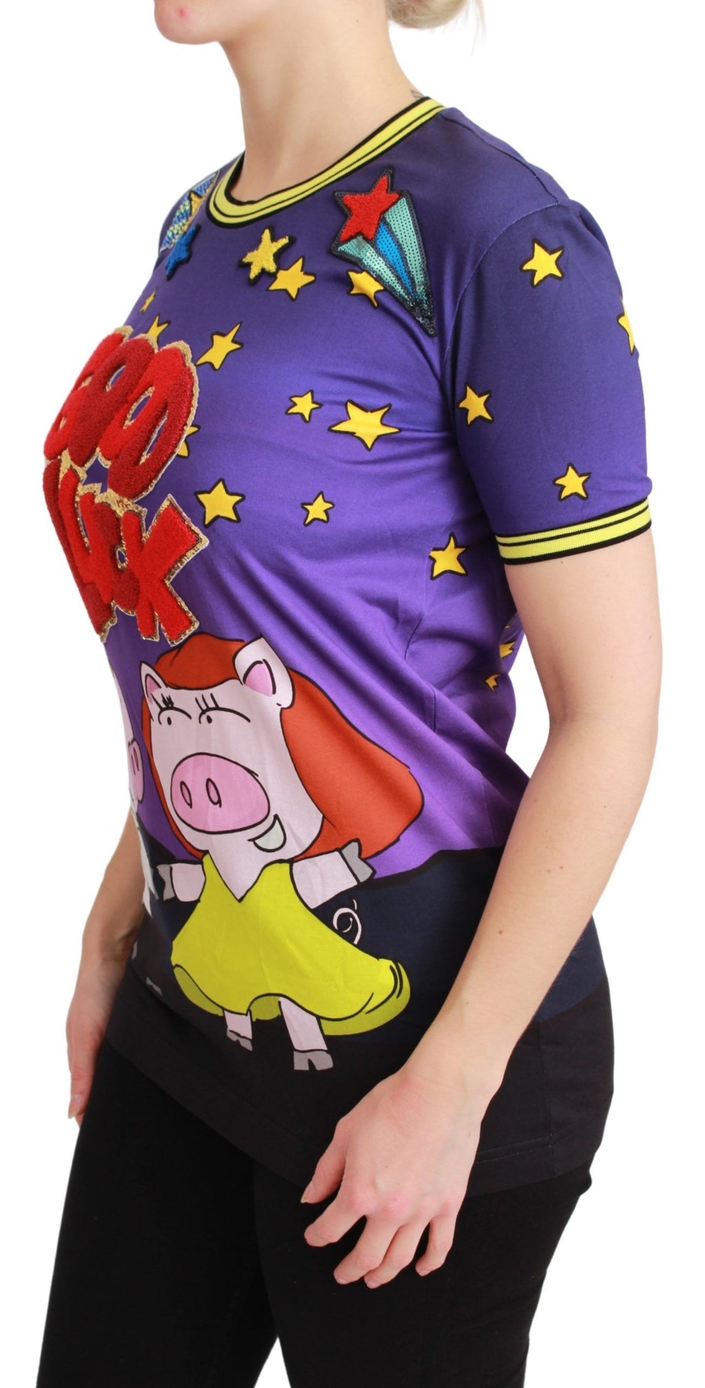 Dolce & Gabbana Lila JAHR DES SCHWEINS Oberteil Baumwoll-T-Shirt