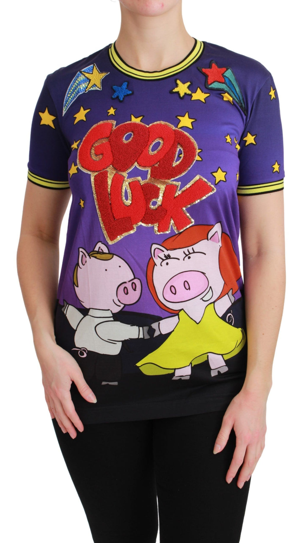 Dolce & Gabbana Lila JAHR DES SCHWEINS Oberteil Baumwoll-T-Shirt