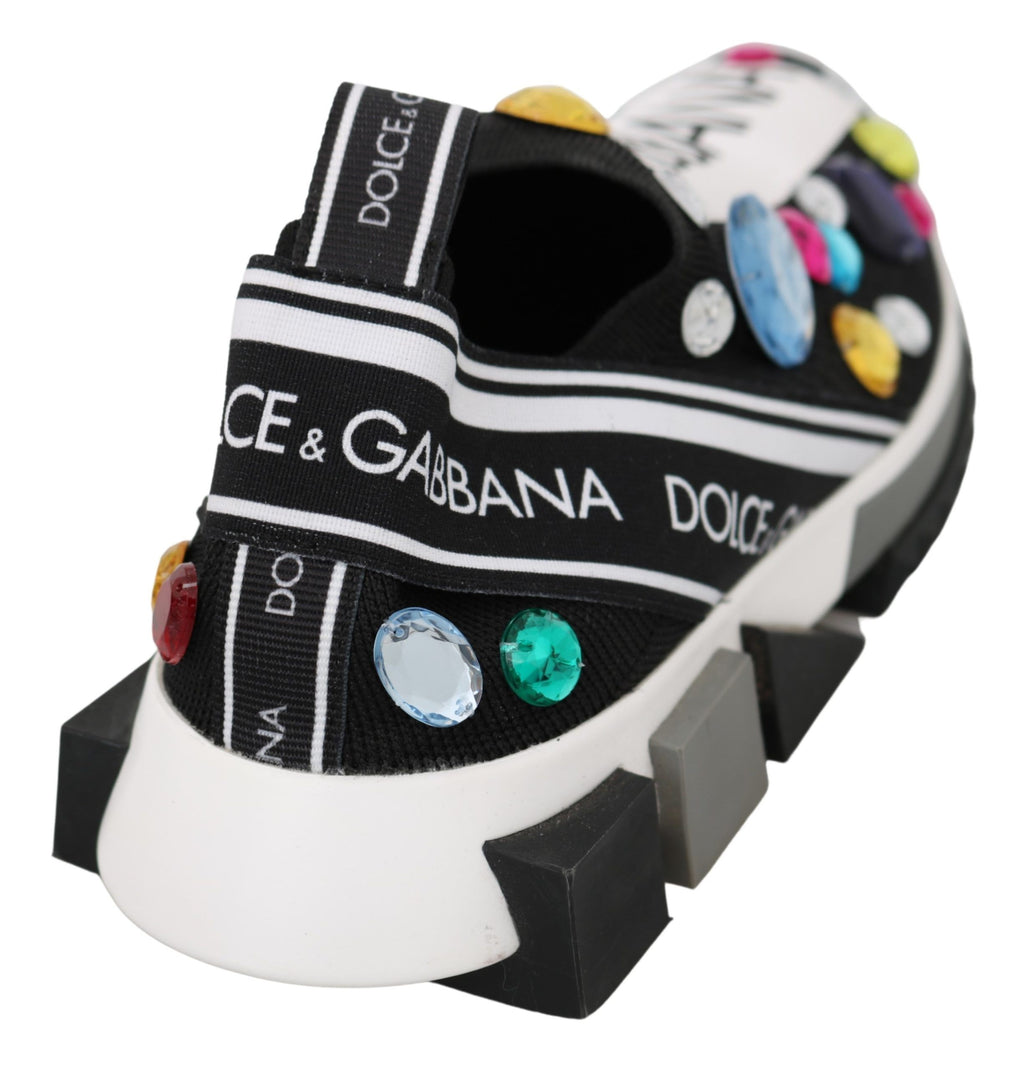 Dolce & Gabbana Schwarze mehrfarbige Kristall-Sneaker