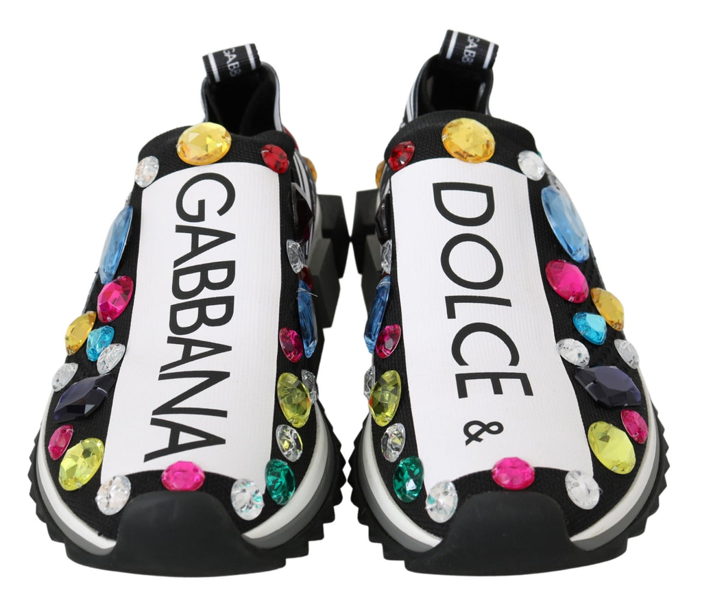 Dolce & Gabbana Schwarze mehrfarbige Kristall-Sneaker