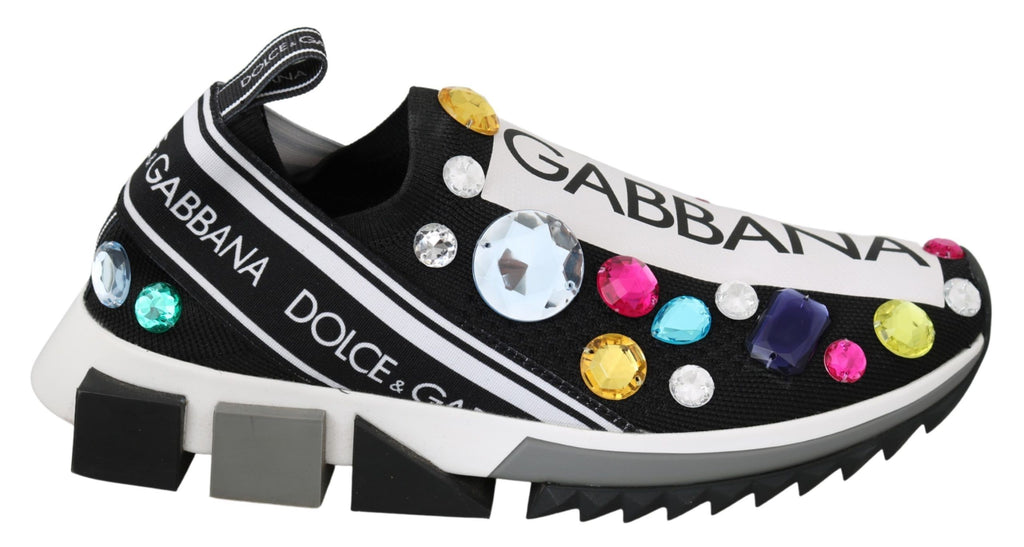 Dolce & Gabbana Schwarze mehrfarbige Kristall-Sneaker