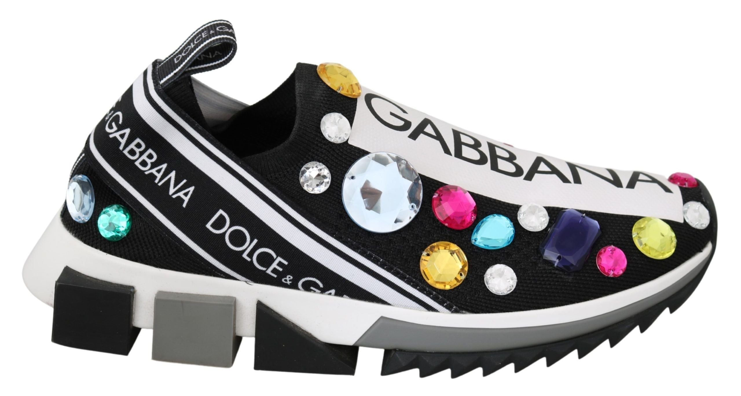 Dolce & Gabbana Schwarze mehrfarbige Kristall-Sneaker