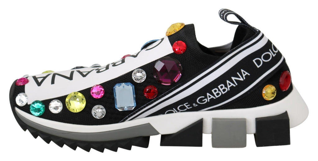 Dolce & Gabbana Schwarze mehrfarbige Kristall-Sneaker