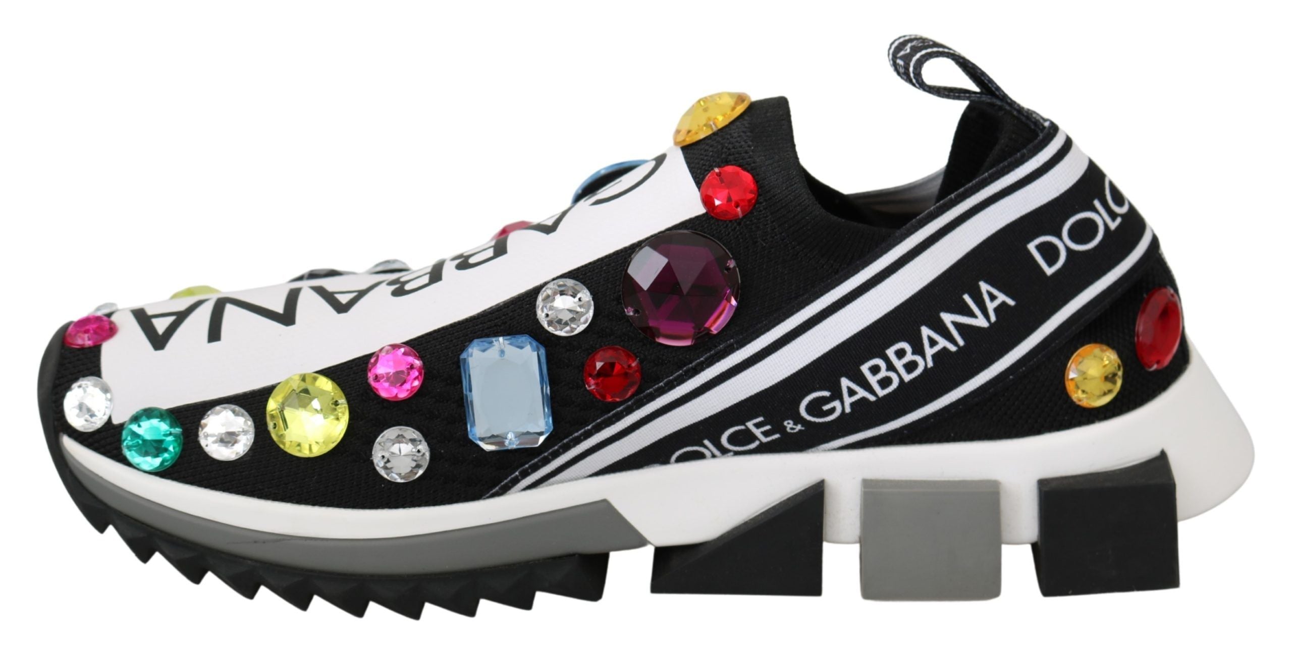 Dolce & Gabbana Schwarze mehrfarbige Kristall-Sneaker