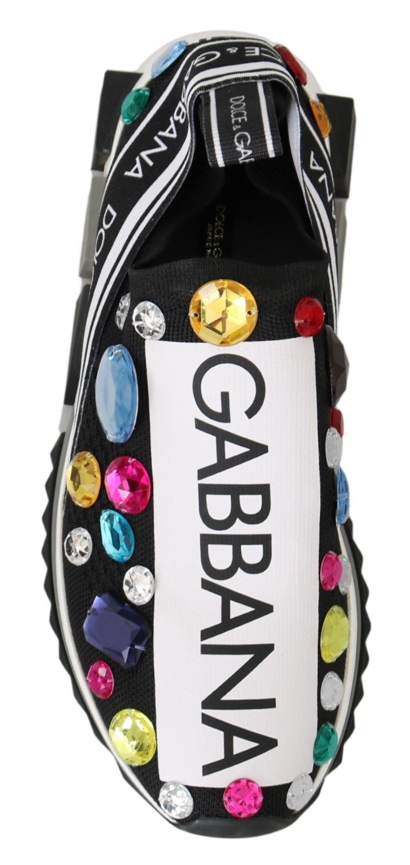 Dolce & Gabbana Schwarze mehrfarbige Kristall-Sneaker