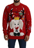 Dolce & Gabbana Roter Weihnachts-Hundepullover aus Kaschmir