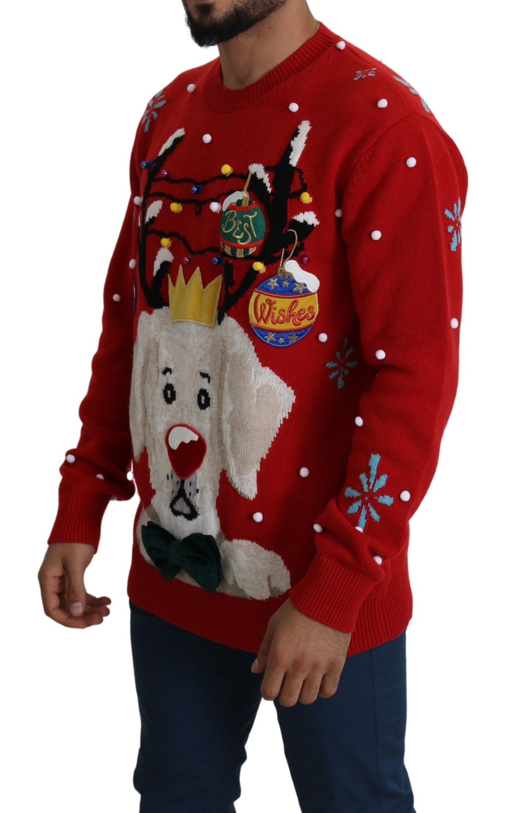 Dolce & Gabbana Roter Weihnachts-Hundepullover aus Kaschmir