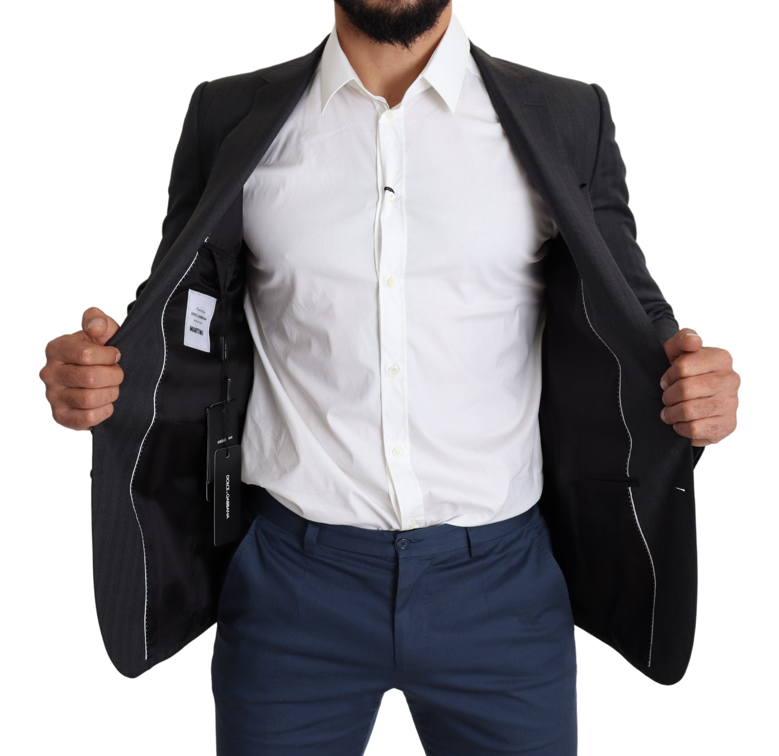 Dolce & Gabbana Dark Gray Wool Single Breasted Coat MARTINI Blazer