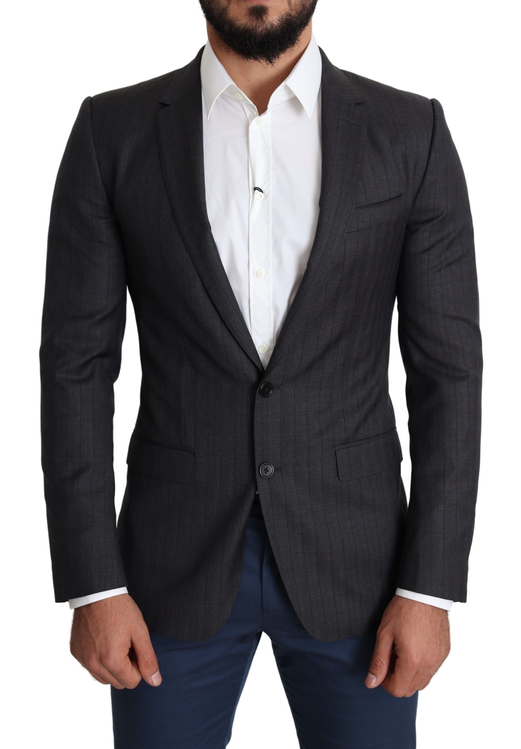 Dolce & Gabbana Dark Gray Wool Single Breasted Coat MARTINI Blazer