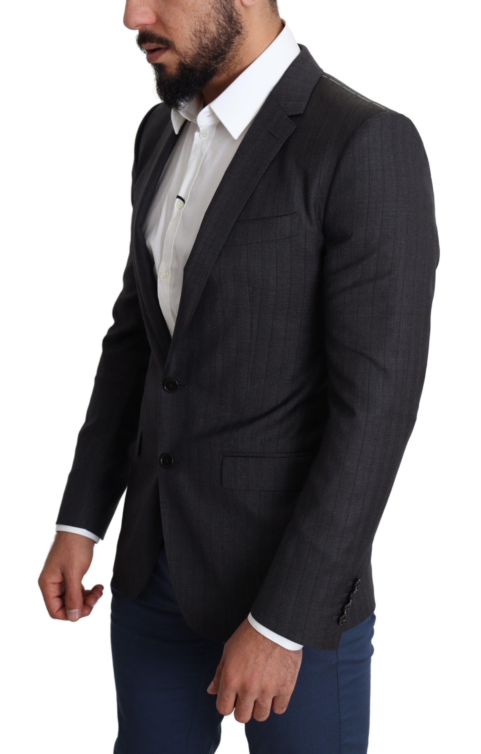 Dolce & Gabbana Dark Gray Wool Single Breasted Coat MARTINI Blazer